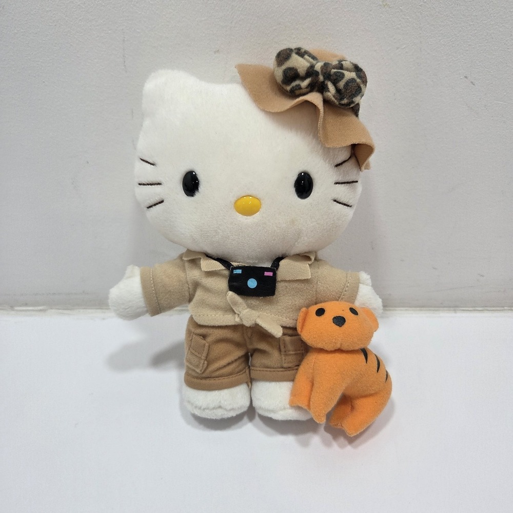 VTG 2003 Sanrio Hello Kitty Safari Adventure 7" Plush With Tiger (Stained)‎